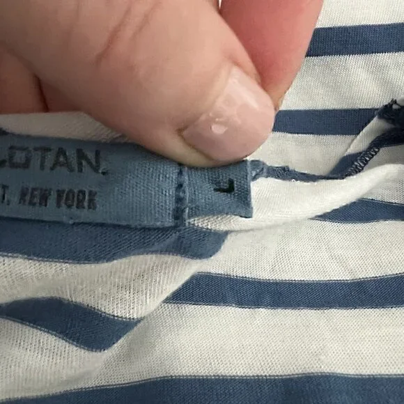 Nili Lotan Womens Dress Size L Blue White Nautical Pima Cotton Blend Long Sleeve - Picture 3 of 9